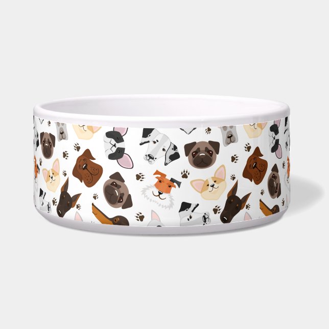 Comedero Tazón Grande para Mascotas Diseño de Perros (Frente)