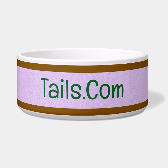 Comedero Tazón morado claro para mascotas con TAILS.COM Tex (Frente)