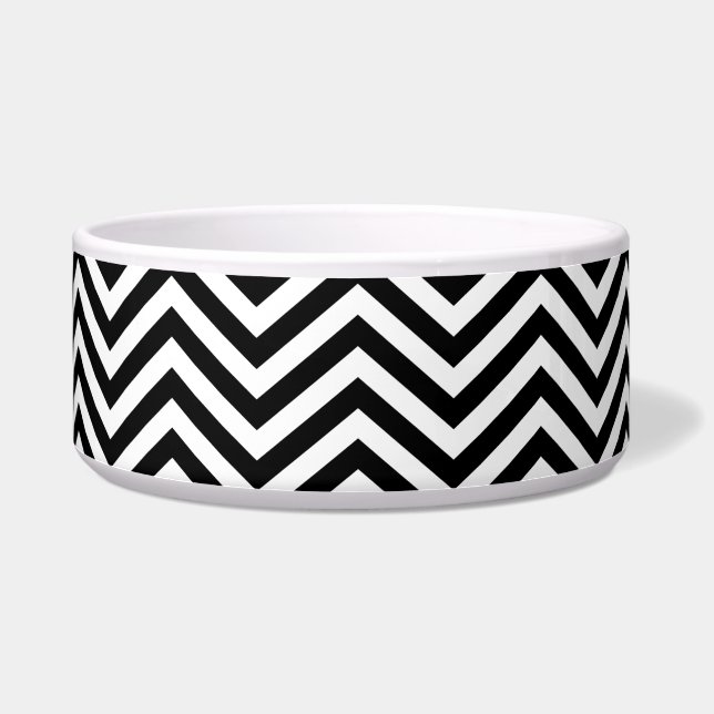 Comedero Tazón para 1 mascota ZigZag negro y blanco (Izquierda)