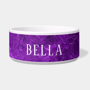 Comedero Tazón para mascota morado con nombre personalizado