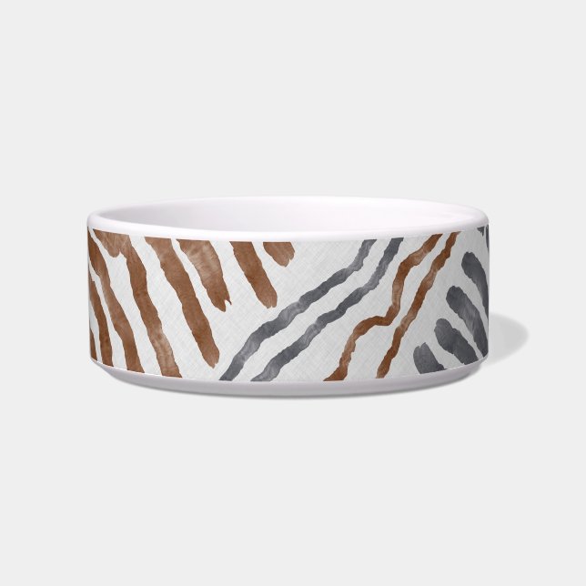 Comedero Tazón para mascotas a rayas tribal boho (Frente)