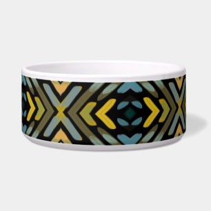 Comedero Tazón para mascotas azul dorado negro con dibujo d