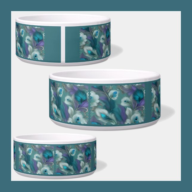 Comedero Tazón para mascotas Castillo bordado (Embroidered Castle Pet Bowl)