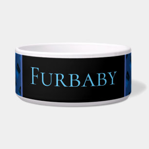 Comedero Tazón para mascotas con estampado azul.