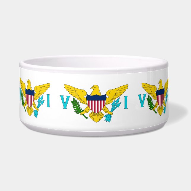 Comedero Tazón para mascotas con la bandera de las Islas Ví (Frente)