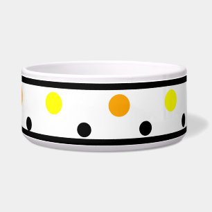 Comedero Tazón para mascotas con lunares naranja amarillo n