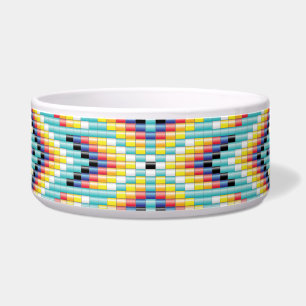 Comedero Tazón para mascotas con patrón de cuentas Navajo