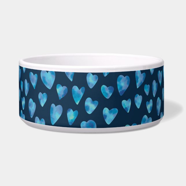 Comedero Tazón para mascotas Corazón Azul Oscuro (Frente)