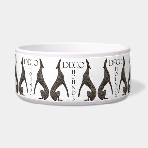 Comedero Tazón para mascotas de cerámica Borzoi Art Deco