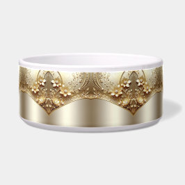 Comedero Tazón para mascotas floral dorado ornamental moder