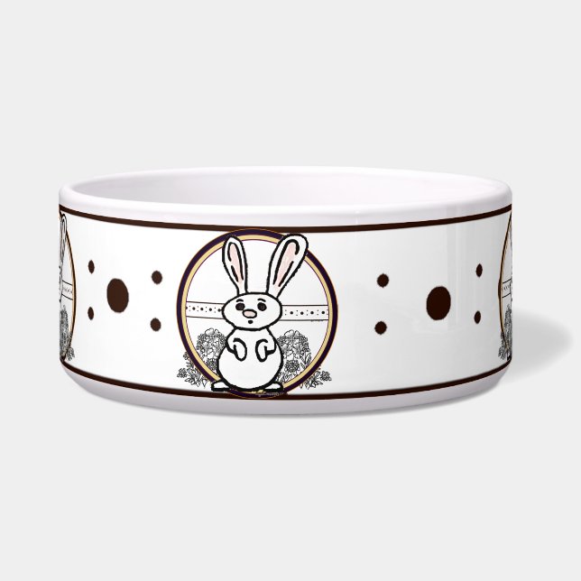 Comedero Tazón para mascotas grande blanco Bunny (Frente)