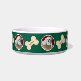 Comedero Tazón para mascotas Malshi con hueso verde