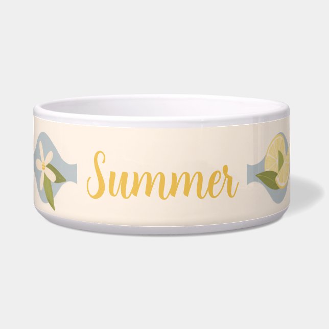 Comedero Tazón para mascotas Summer Lemons & Blossoms con n (Frente)