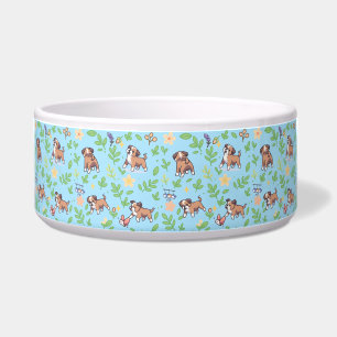 Comedero Tazón para perro Boxer diseño floral de primavera