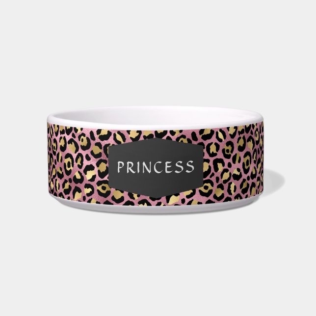 Comedero Tazón para perro con estampado de piel de leopardo (Frente)