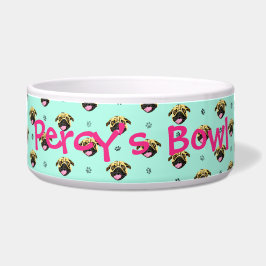 Comedero Tazón para perro con estampado de pug personalizad