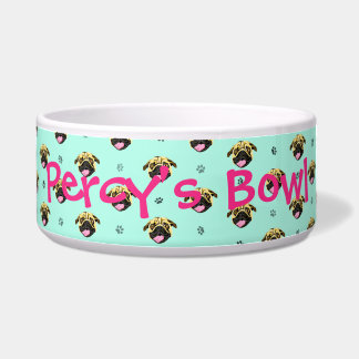 Comedero Tazón para perro con estampado de pug personalizad