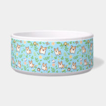 Tazón para perro Corgi floral primavera Kawaii ali