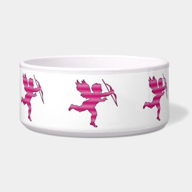 Comedero Tazón para perro Cupido brillo rosa (Frente)