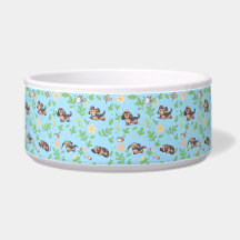 Tazón para perro Dachshund diseño floral pastel de