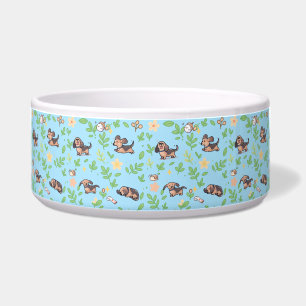 Comedero Tazón para perro Dachshund diseño floral pastel de