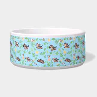 Comedero Tazón para perro Dachshund diseño floral pastel de