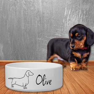 Comedero Tazón para perro Dachshund minimalista con nombre