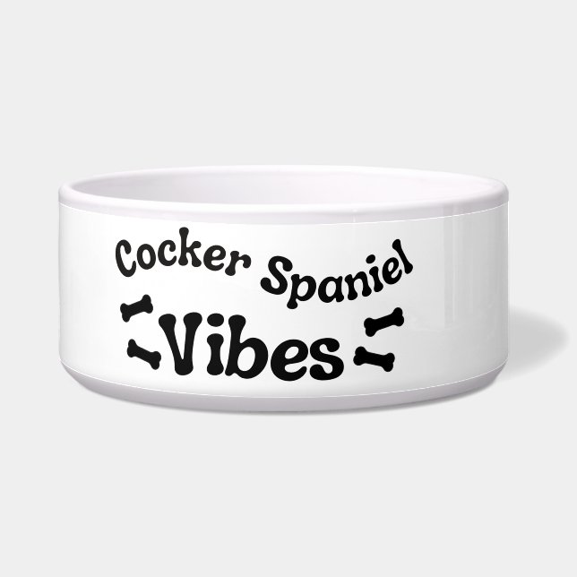 Comedero Tazón para Perro de Cerámica Vibraciones de Cocker (Izquierda)