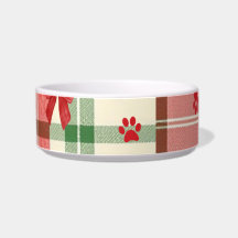 Tazón para perro de Navidad rústico – Rojo, verde