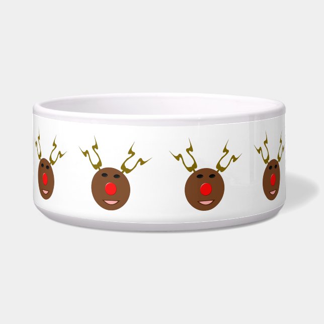Comedero Tazón para perro de Reno de Navidad Ciberespacial (Frente)