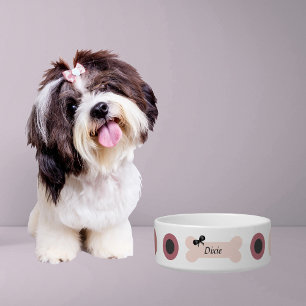Comedero Tazón para Perro Grande con Lunares Rosa Personali