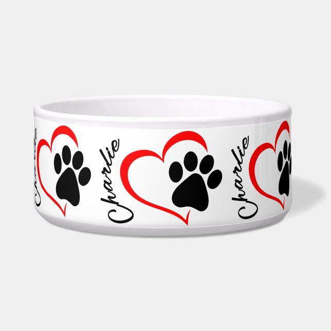 Comedero Tazón para perro Huella Corazón (Frente)