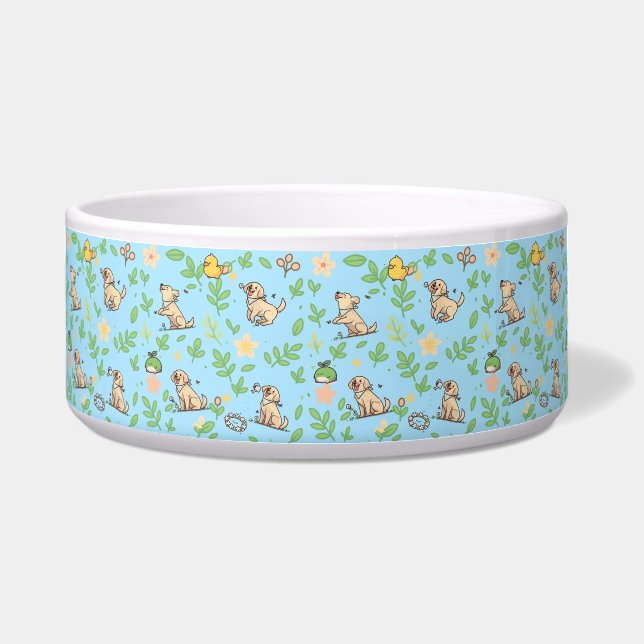 Comedero Tazón para perro Labrador Retriever floral primave (Frente)