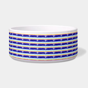 Comedero Tazón para perro morado azul rosa rayado