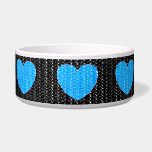 Comedero Tazón para perro negro corazón azul brillante con