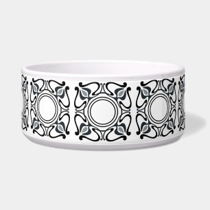 Comedero Tazón para perro negro gris Art Nouveau de diseñad