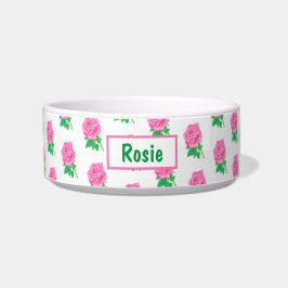 Comedero Tazón para perro o gato de rosa rosa