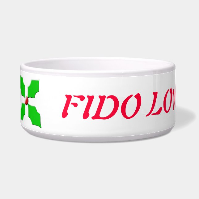 Comedero Tazón para perro personalizable de Navidad Holly (Izquierda)