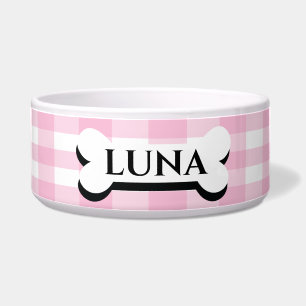 Comedero Tazón para perro personalizado con rayas rosadas b