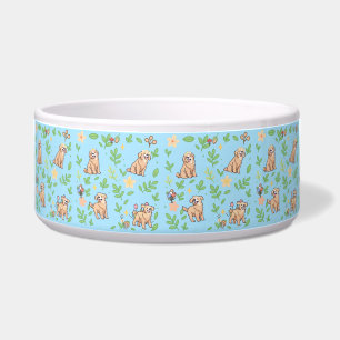 Comedero Tazón para perro Retriever Dorado Floral Pastel de