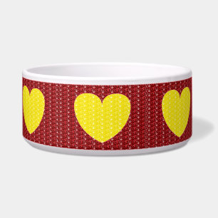 Comedero Tazón para perro rojo amarillo corazón brillo