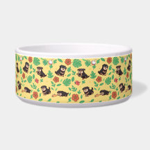 Tazón para perro Rottweiler con Kawaii floral de v