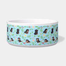 Tazón para perro Rottweiler diseño floral pastel p