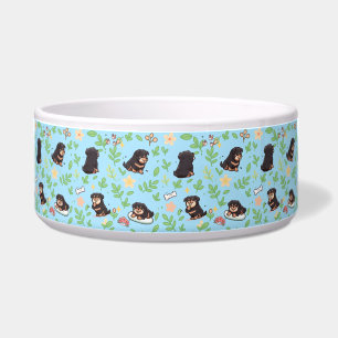 Comedero Tazón para perro Rottweiler diseño floral pastel p