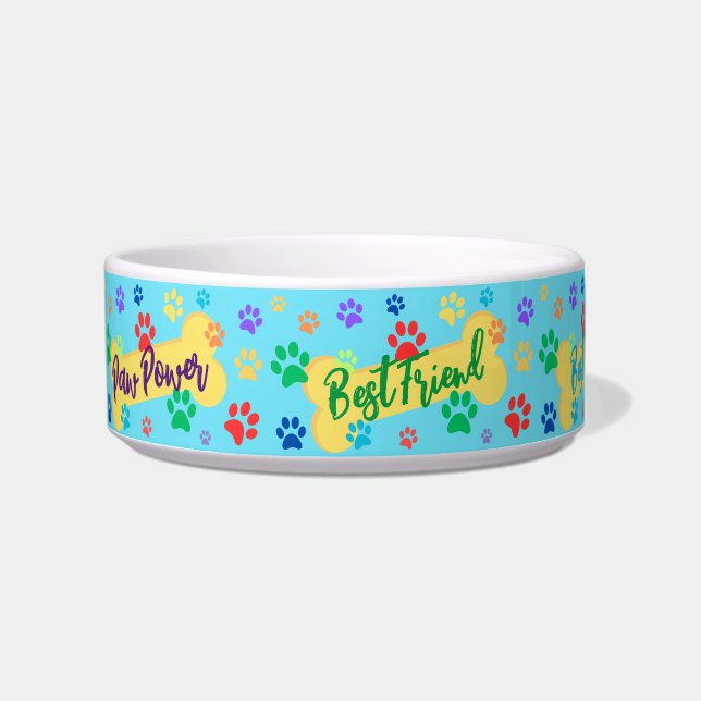 Comedero Tazón para perros de patas y huesos personalizable (Frente)