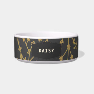 Comedero Tazón Personalizado Botánico Dorado y Negro para M