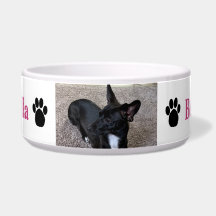 Tazón personalizado con foto de perro y huellas de