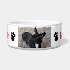 Comedero Tazón personalizado con foto de perro y huellas de