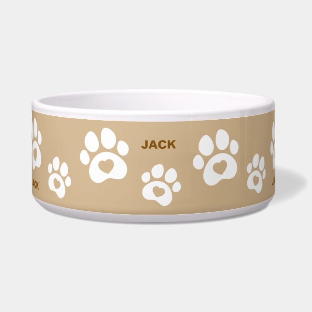 Comedero Tazón personalizado con huella de pata de perro ma (Frente)