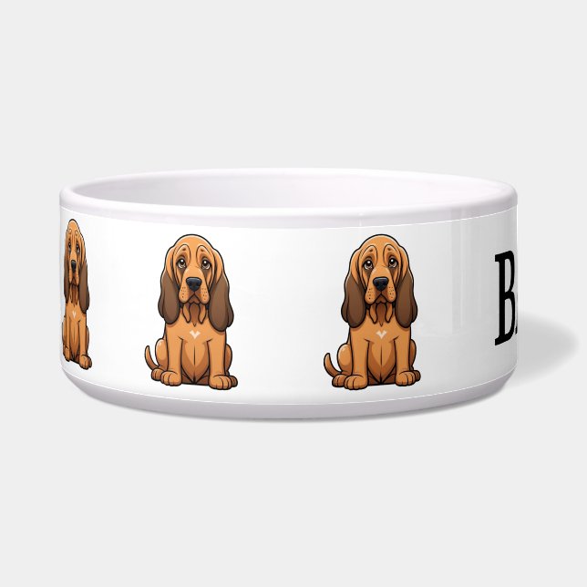 Comedero Tazón personalizado de Bloodhound lindo (Izquierda)